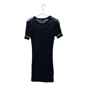 James Perse Black Open Knit Short Sleeve Midi Dress Size Small/ 1